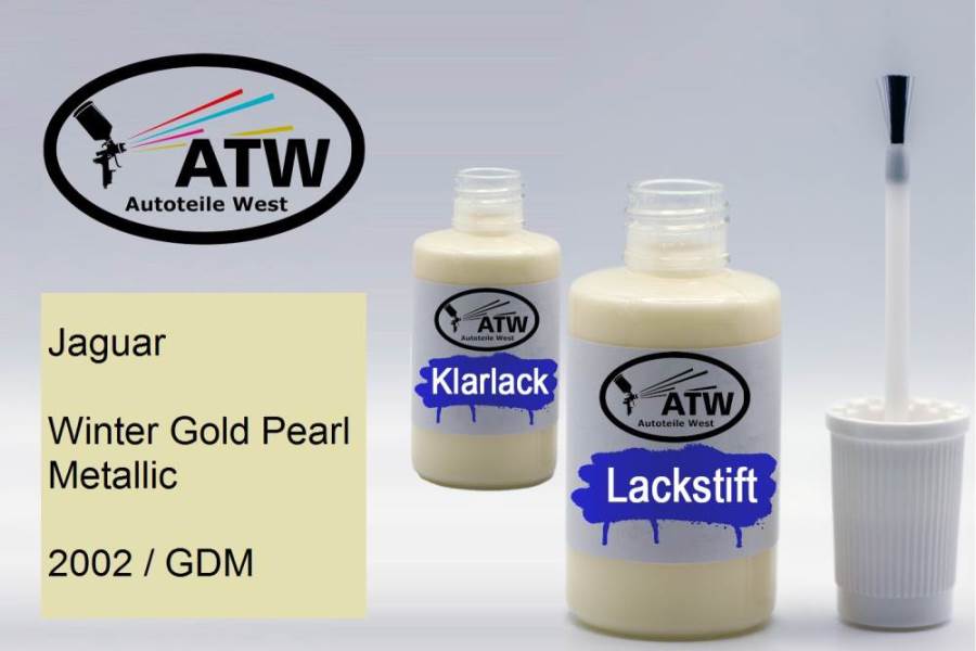 Jaguar, Winter Gold Pearl Metallic, 2002 / GDM: 20ml Lackstift + 20ml Klarlack - Set, von ATW Autoteile West.